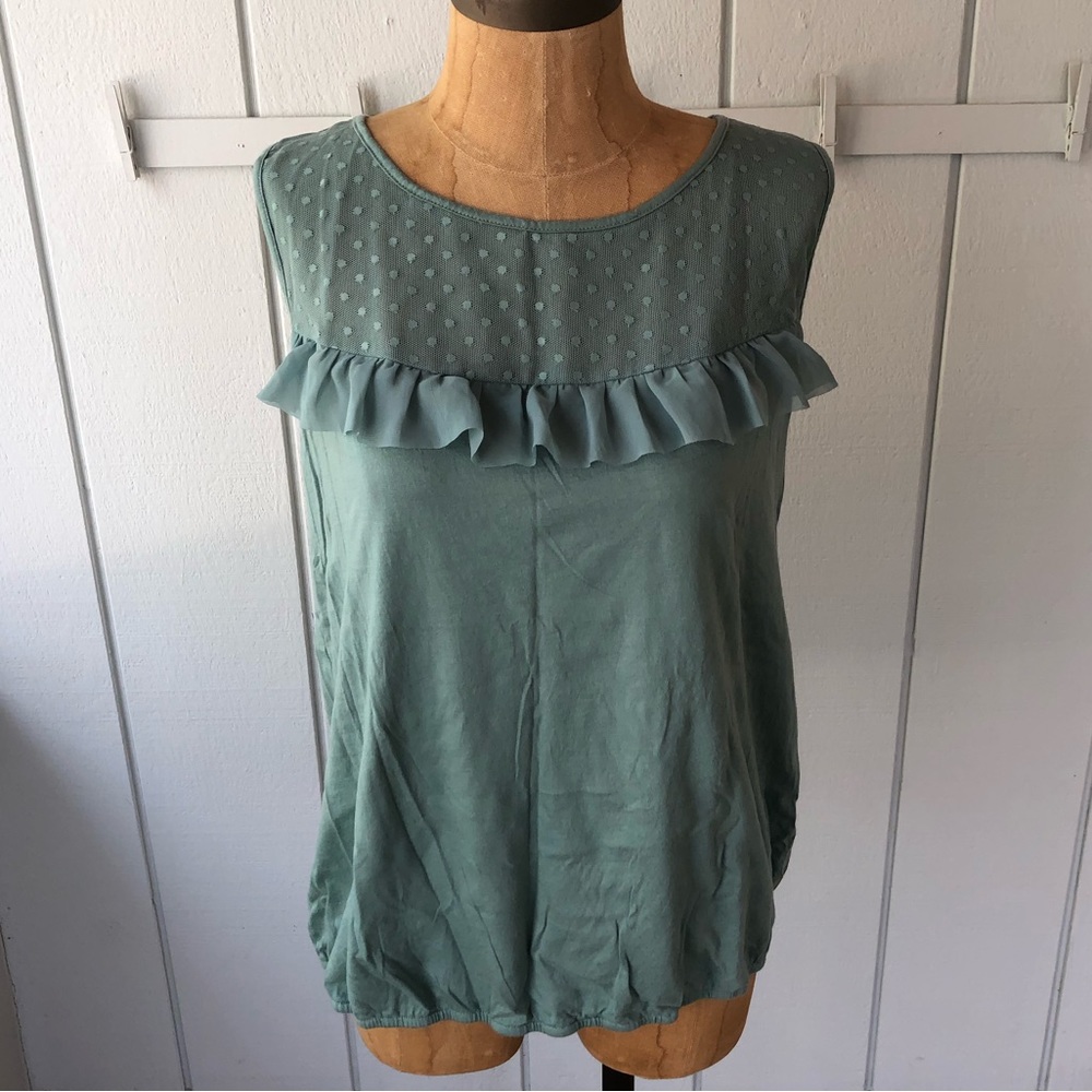 LOFT Dot Ruffle Tank